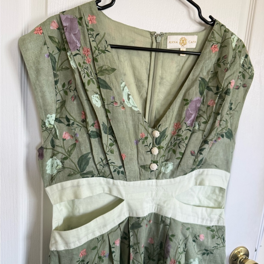 Anna Cate Adele Cutout Green Floral Maxi - Picture 3 of 9